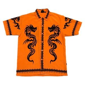 Y2K Silver Point Dragon Streetwear JNCO Guy Fieri Button Up